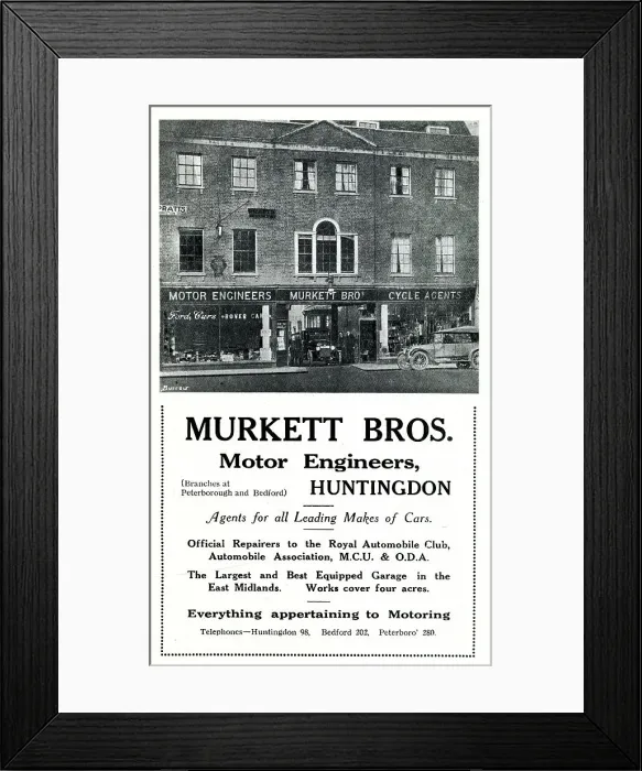 Framed Print : Advert for Murkett Bros, Motor Engineers, Huntingdon Framed Print : Advert for Murkett Bros, Motor Engineers, Huntingdon