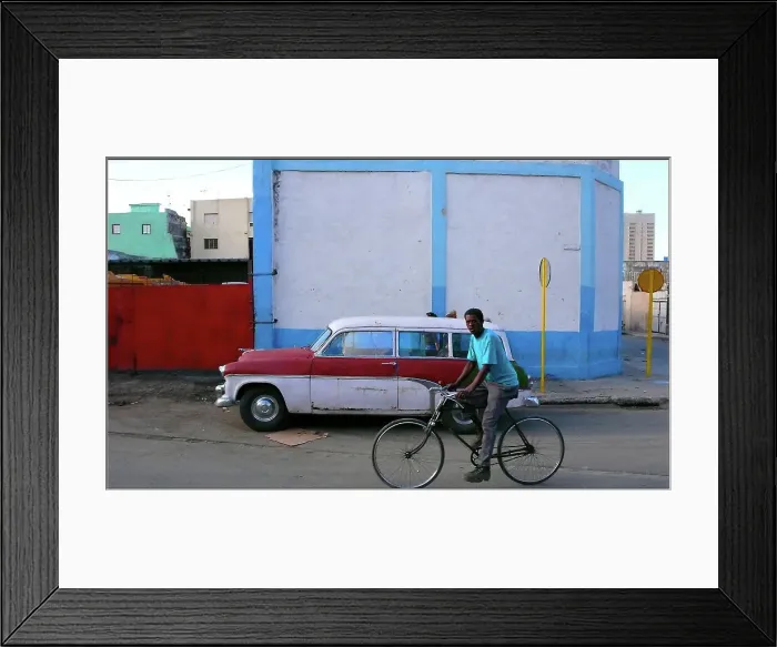 Framed Print : Man on bike, street, Havana, Cuba Framed Print : Man on bike, street, Havana, Cuba