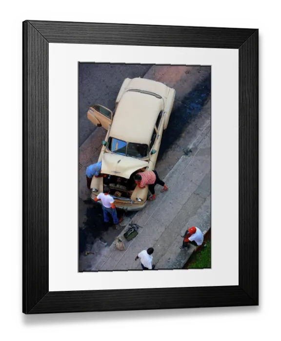 Framed Print : Car repairs in street, Havana, Cuba Framed Print : Car repairs in street, Havana, Cuba