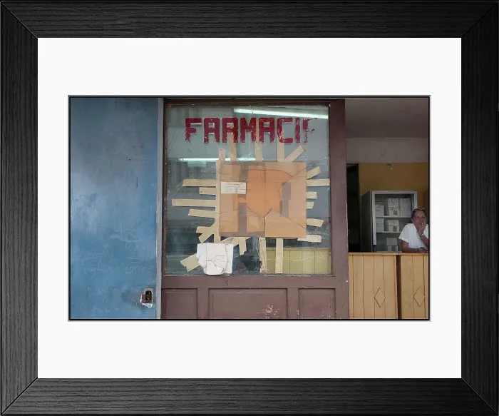 Framed Print : Broken window, chemists shop, Havana, Cuba Framed Print : Broken window, chemists shop, Havana, Cuba
