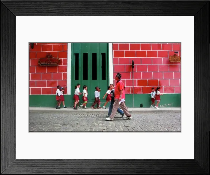 Framed Print : School children in street, Havana, Cuba Framed Print : School children in street, Havana, Cuba