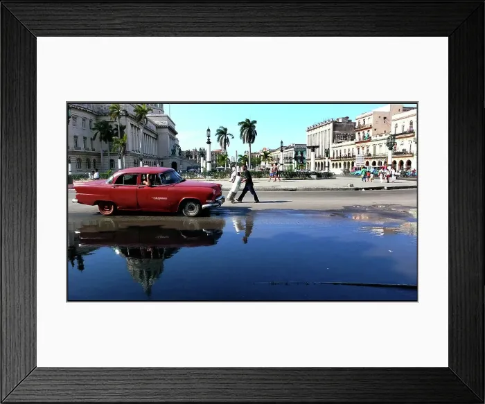 Framed Print : Car and reflection, central Havana, Cuba Framed Print : Car and reflection, central Havana, Cuba