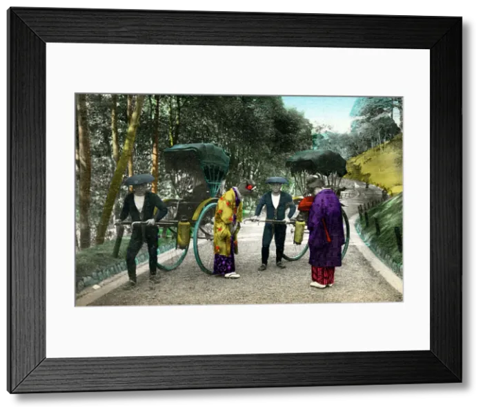 Framed Print : Japanese Rickshaws - drivers and passengers Framed Print : Japanese Rickshaws - drivers and passengers