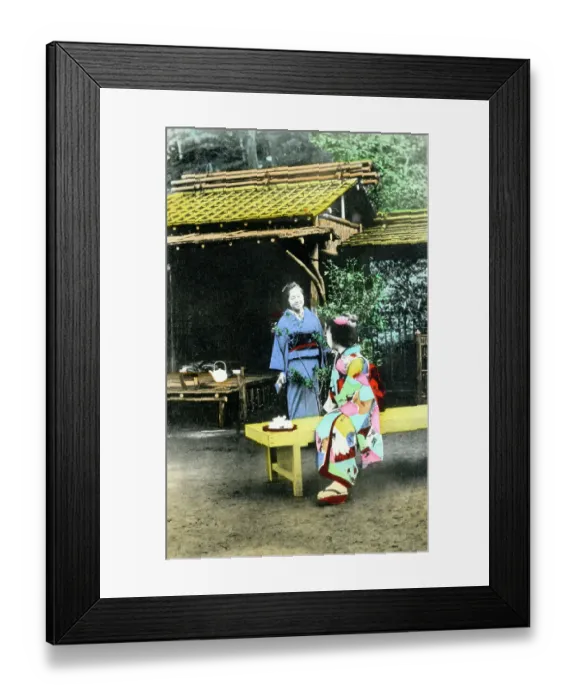 Framed Print : Two Japanese women taking tea Framed Print : Two Japanese women taking tea