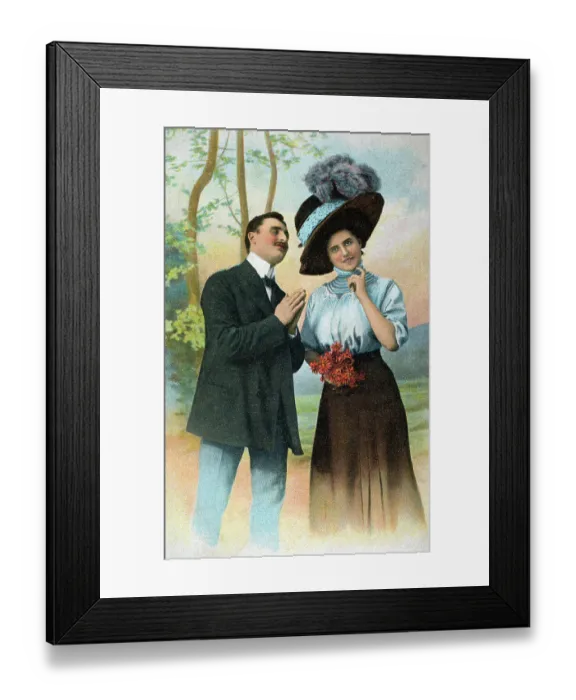 Framed Print : A Young man signals his amorous intentions to his beloved Framed Print : A Young man signals his amorous intentions to his beloved