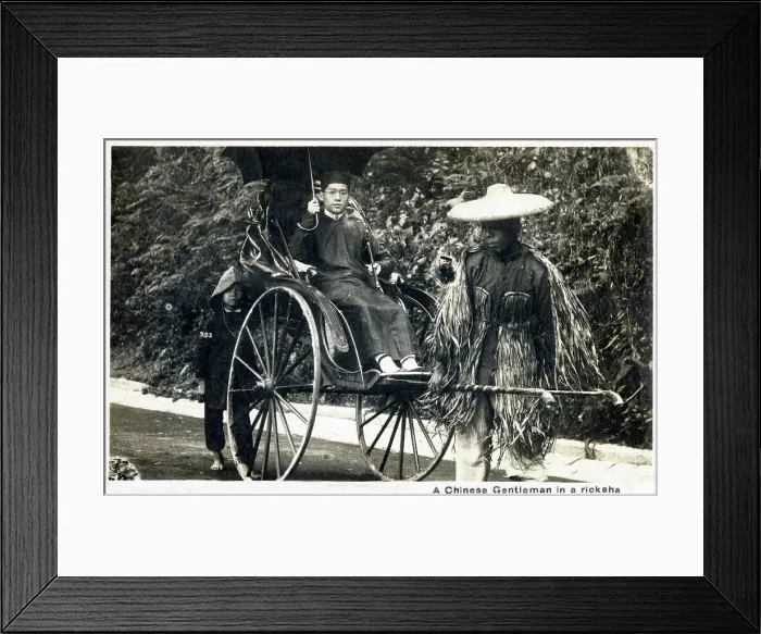 Framed Print : Gentleman in a rickshaw - Shanghai, China Framed Print : Gentleman in a rickshaw - Shanghai, China
