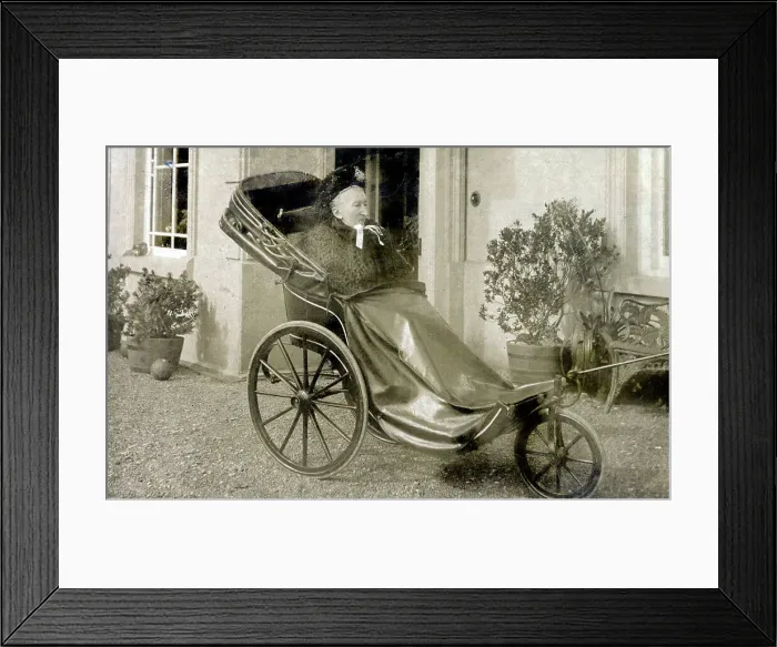 Framed Print : Grand Elderly Lady wrapped up warm in her bath chair Framed Print : Grand Elderly Lady wrapped up warm in her bath chair