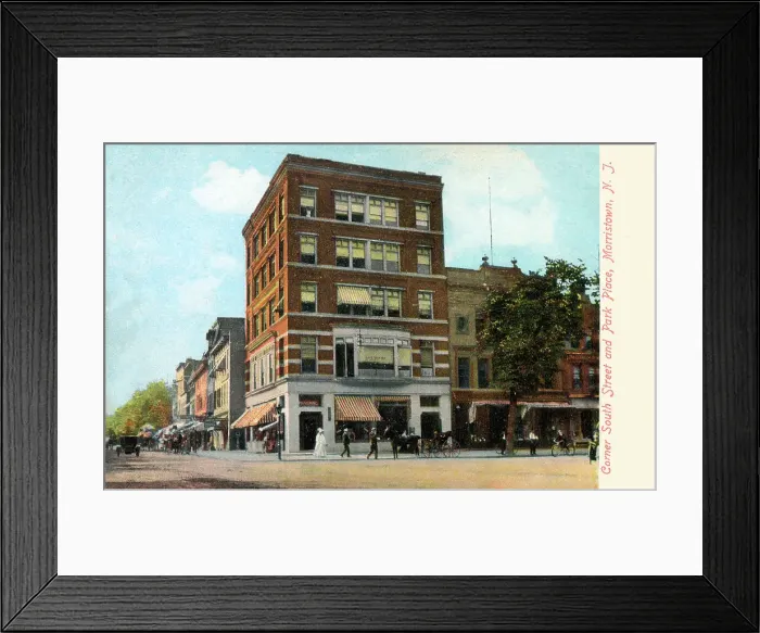 Framed Print : Corner of South Street and Park Place, Morristown, NJ, USA Framed Print : Corner of South Street and Park Place, Morristown, NJ, USA
