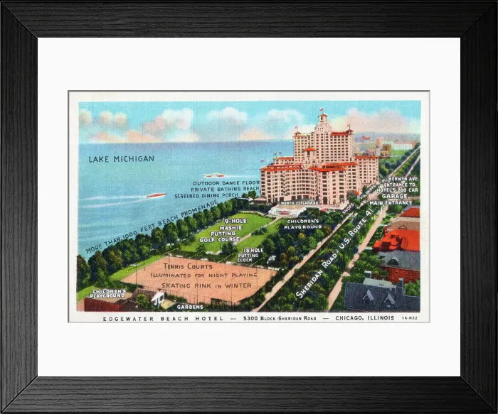 Framed Print : Edgewater Beach Hotel - Chicago, Illinois, USA Framed Print : Edgewater Beach Hotel - Chicago, Illinois, USA