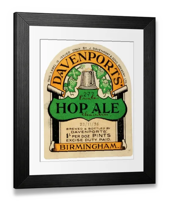 Framed Print : Davenports Hop Ale (Tankard logo) Framed Print : Davenports Hop Ale (Tankard logo)