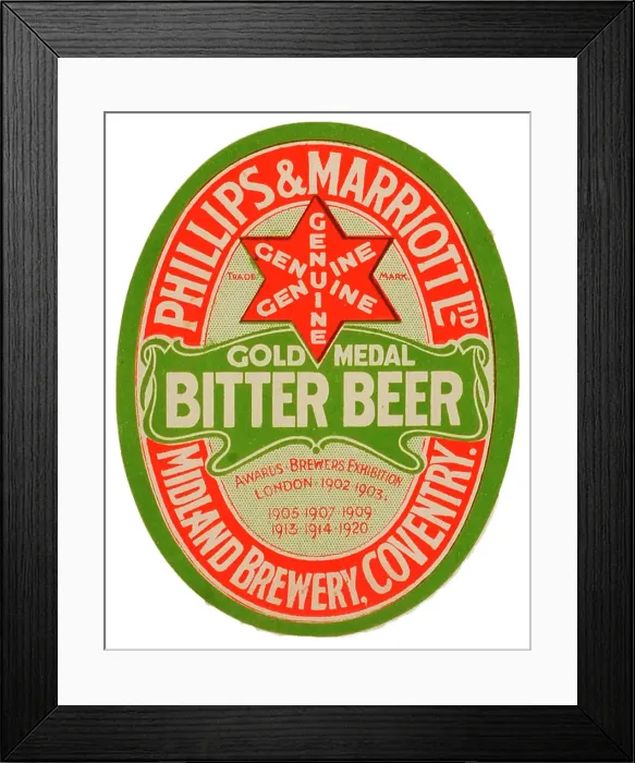 Framed Print : Phillips & Marriott Gold Medal Bitter Beer Framed Print : Phillips & Marriott Gold Medal Bitter Beer