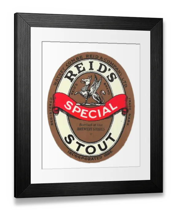 Framed Print : Reid's Special Stout Bottled at Brewery Label Framed Print : Reid's Special Stout Bottled at Brewery Label