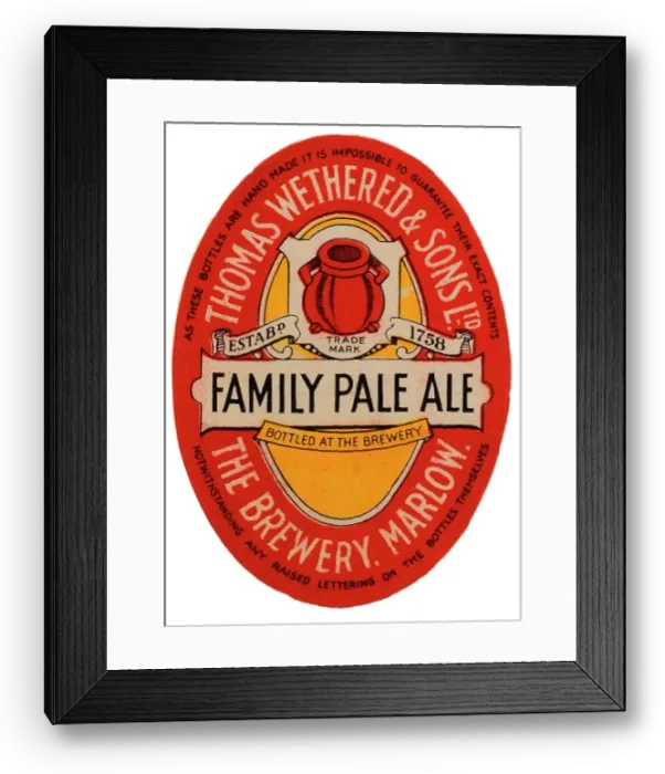 Framed Print : Thomas Wethered Family Pale Ale Framed Print : Thomas Wethered Family Pale Ale