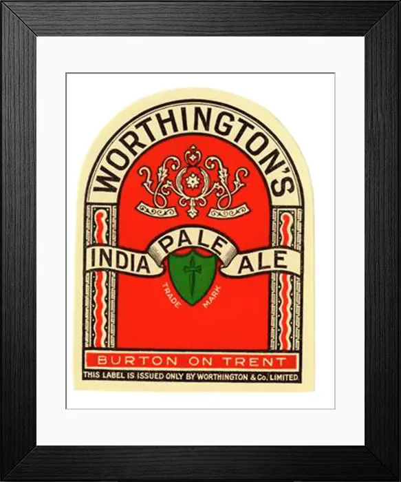 Framed Print : Worthington's India Pale Ale (Green coloured shield) Framed Print : Worthington's India Pale Ale (Green coloured shield)