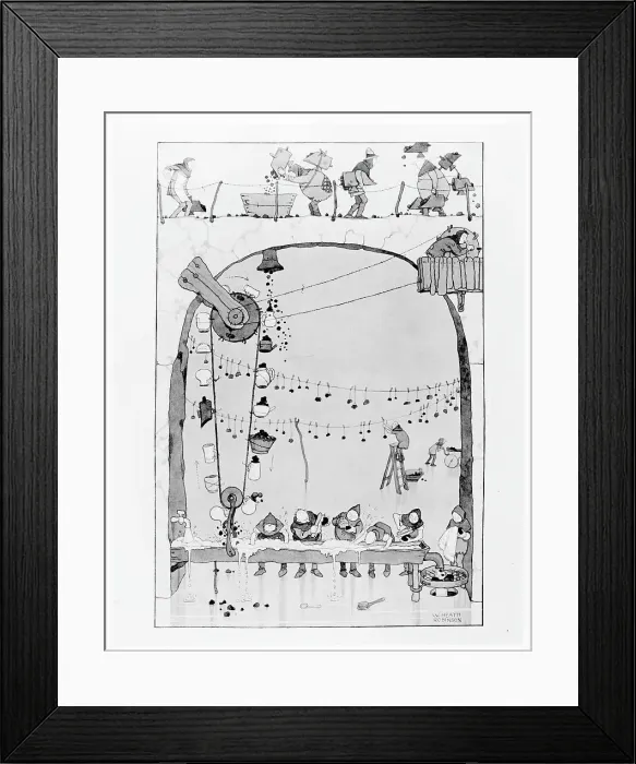 Framed Print : W. Heath-Robinson: Coal washing shed Framed Print : W. Heath-Robinson: Coal washing shed