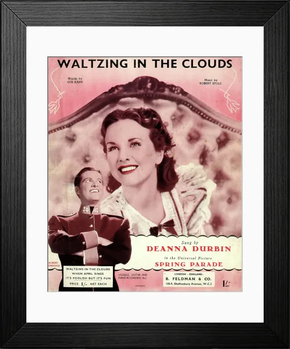 Framed Print : Music cover, Waltzing in the Clouds, Deanna Durbin Framed Print : Music cover, Waltzing in the Clouds, Deanna Durbin