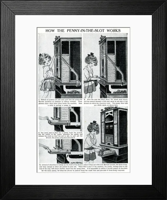 Framed Print : How the Penny in the Slot Works Framed Print : How the Penny in the Slot Works