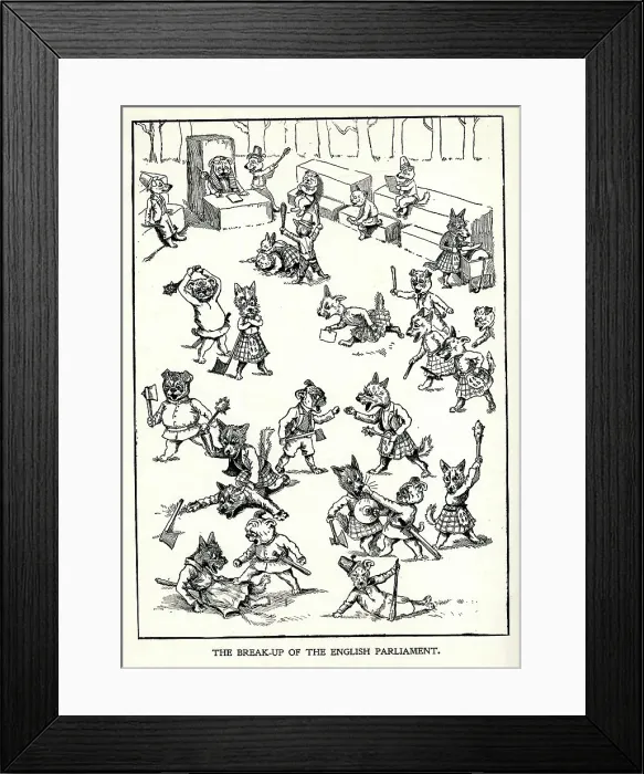 Framed Print : Cartoon, The Break-Up of the English Parliament Framed Print : Cartoon, The Break-Up of the English Parliament