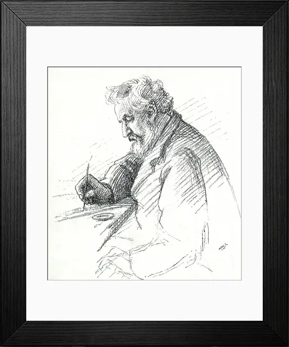 Framed Print : William Morris painting a design Framed Print : William Morris painting a design