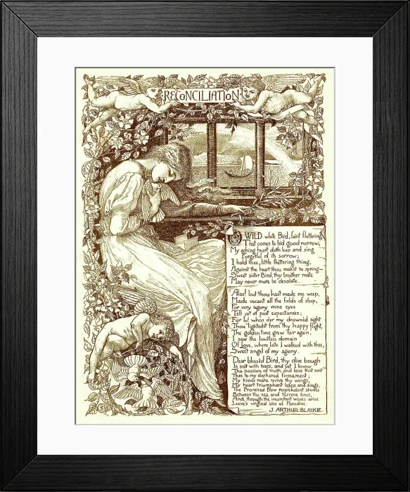 Framed Print : Reconciliation, poem by Blaikie, design by Walter Crane Framed Print : Reconciliation, poem by Blaikie, design by Walter Crane