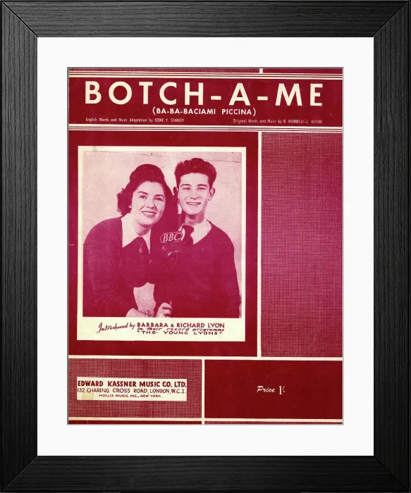 Framed Print : Music cover, Botch-A-Me, Barbara and Richard Lyon Framed Print : Music cover, Botch-A-Me, Barbara and Richard Lyon
