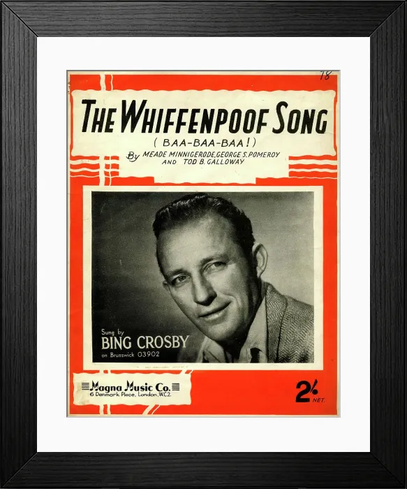 Framed Print : Music cover, The Whiffenpoof Song, sung by Bing Crosby Framed Print : Music cover, The Whiffenpoof Song, sung by Bing Crosby