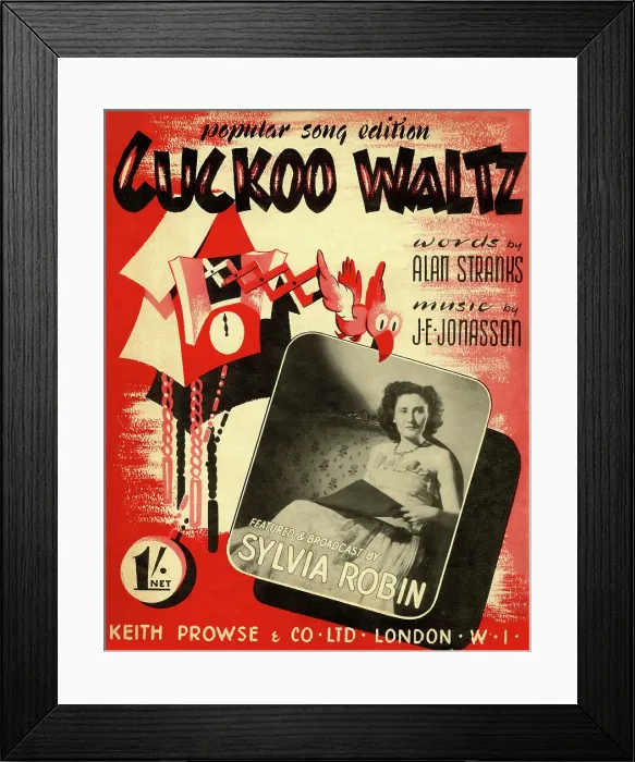 Framed Print : Music cover, Cuckoo Waltz, sung by Sylvia Robin Framed Print : Music cover, Cuckoo Waltz, sung by Sylvia Robin