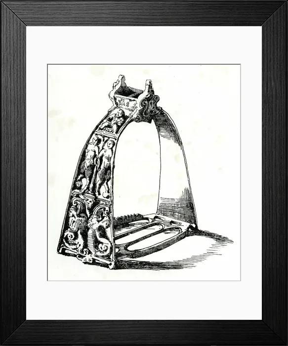Framed Print : 16th century riding stirrup found on Hamden Hill Framed Print : 16th century riding stirrup found on Hamden Hill
