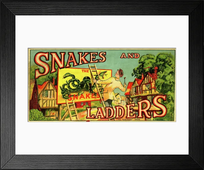 Framed Print : Snakes and Ladders box lid Framed Print : Snakes and Ladders box lid