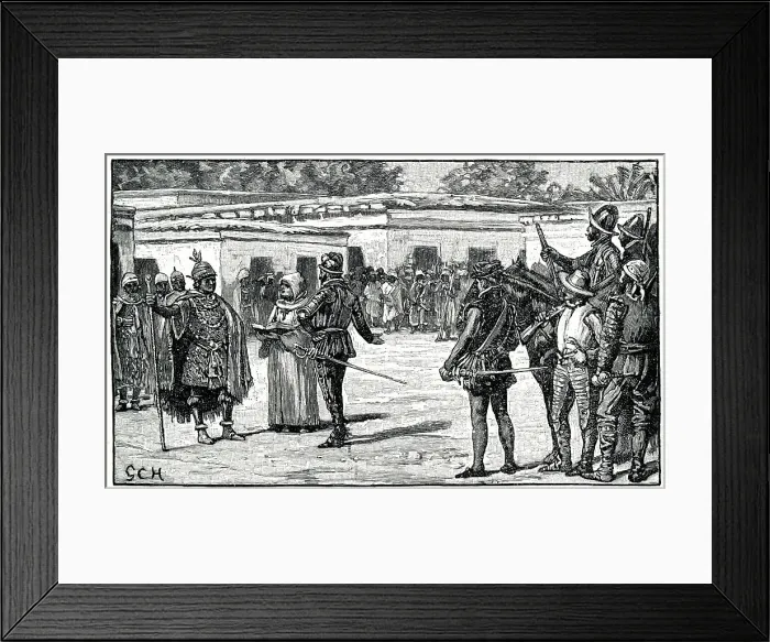 Framed Print : Meeting of Francisco Pizarro and the Inca Atahualpa, Peru Framed Print : Meeting of Francisco Pizarro and the Inca Atahualpa, Peru