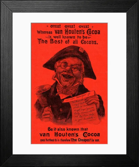 Framed Print : Advert, Van Houten's Cocoa, with town crier Framed Print : Advert, Van Houten's Cocoa, with town crier