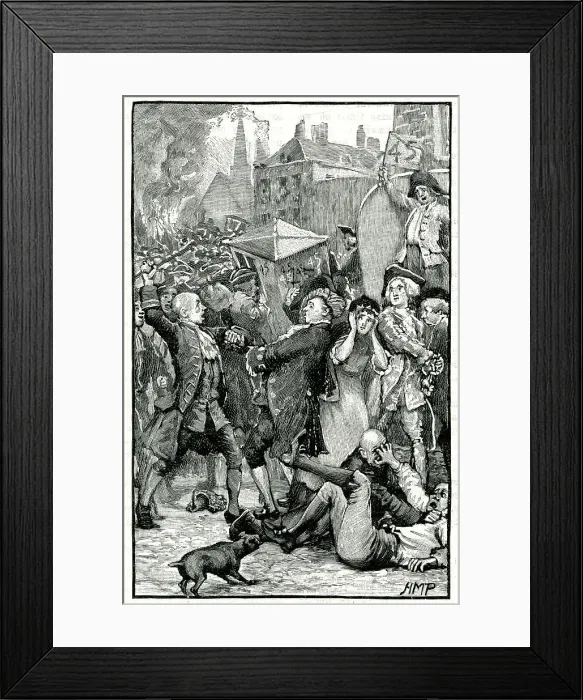 Framed Print : Riot at the burning of The North Briton newspaper, 1763 Framed Print : Riot at the burning of The North Briton newspaper, 1763