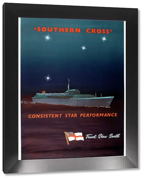 Poster, Southern Cross cruise liner, Shaw Savill