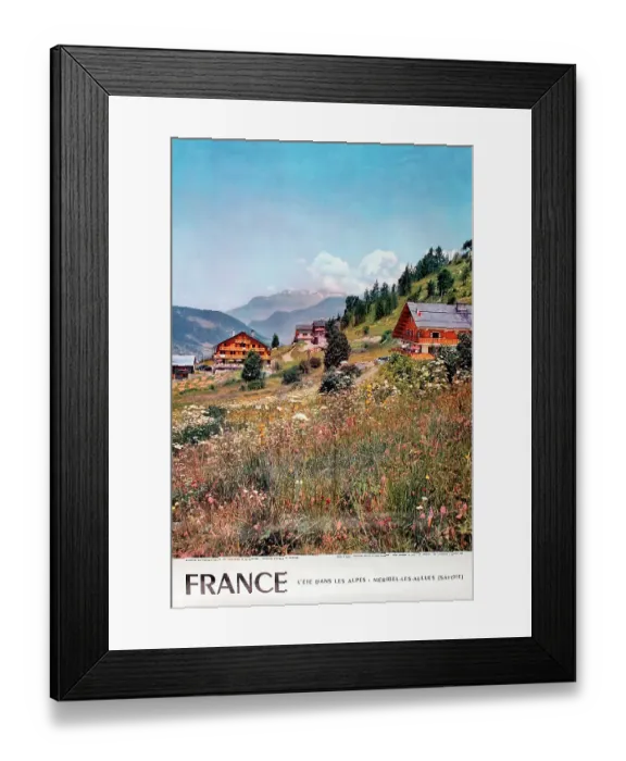 Framed Print : Poster, Summer in the French Alps Framed Print : Poster, Summer in the French Alps