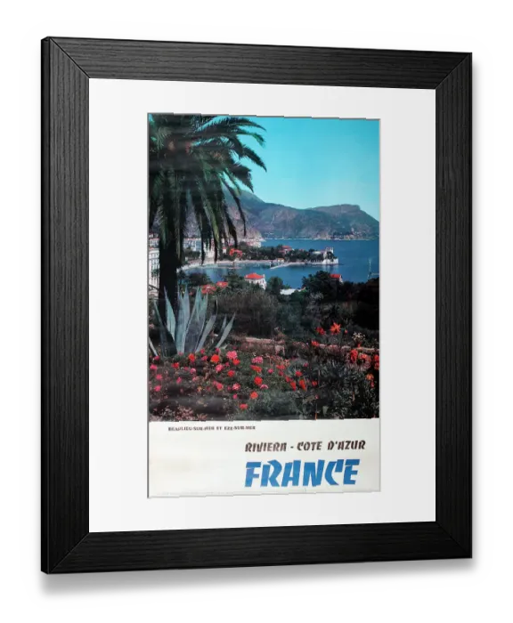 Framed Print : Poster, Riviera, Cote d'Azur, South of France Framed Print : Poster, Riviera, Cote d'Azur, South of France