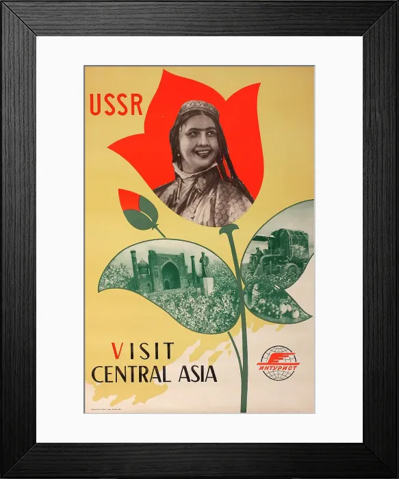 Framed Print : Poster, USSR, Visit Central Asia via Intourist Framed Print : Poster, USSR, Visit Central Asia via Intourist