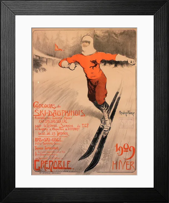 Framed Print : Poster, Winter Sports, Ski-Dauphinois Framed Print : Poster, Winter Sports, Ski-Dauphinois