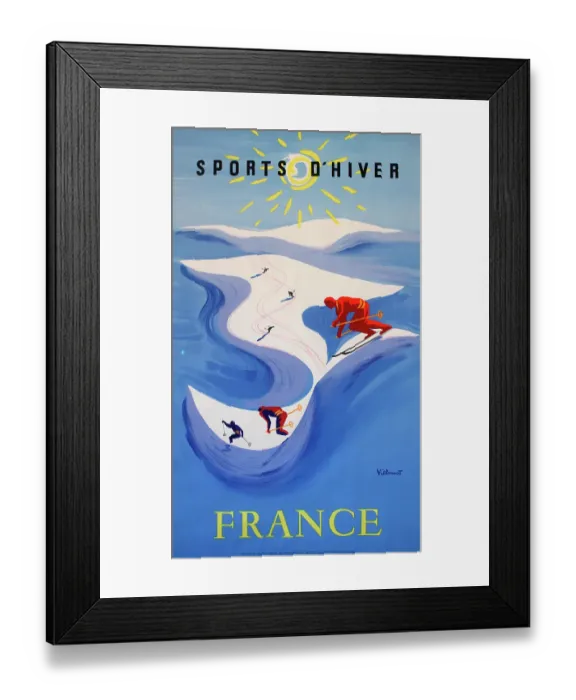 Framed Print : Poster, Winter Sports, France Framed Print : Poster, Winter Sports, France