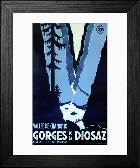 Framed Print : Poster, Chamonix Valley, Diosaz Gorges Framed Print : Poster, Chamonix Valley, Diosaz Gorges