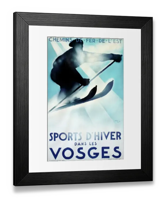 Framed Print : Poster, Winter Sports in Vosges, France Framed Print : Poster, Winter Sports in Vosges, France