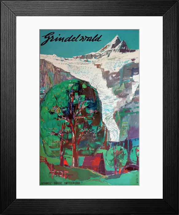 Framed Print : Poster, Grindelwald, Switzerland Framed Print : Poster, Grindelwald, Switzerland