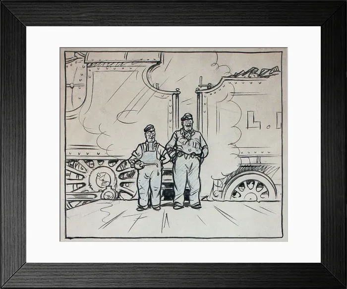 Framed Print : Artwork, two railwaymen Framed Print : Artwork, two railwaymen
