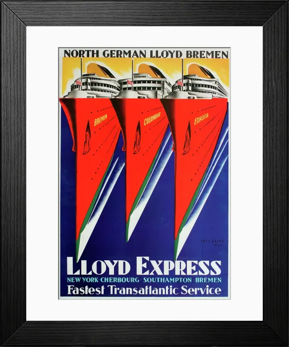 Framed Print : Poster, Lloyd Express, North German Lloyd Bremen Framed Print : Poster, Lloyd Express, North German Lloyd Bremen