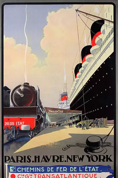 Poster, CGT cruises, Paris, Le Havre, New York