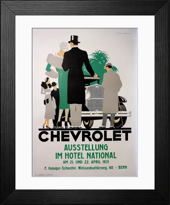 Framed Print : Poster, Chevrolet exhibition, Switzerland Framed Print : Poster, Chevrolet exhibition, Switzerland