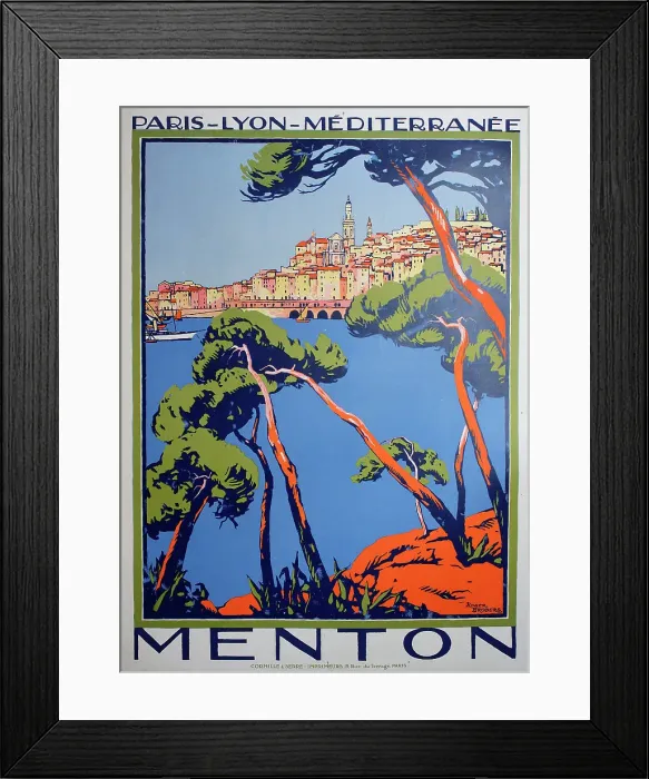 Framed Print : Poster, PLM railway route to Menton, France Framed Print : Poster, PLM railway route to Menton, France