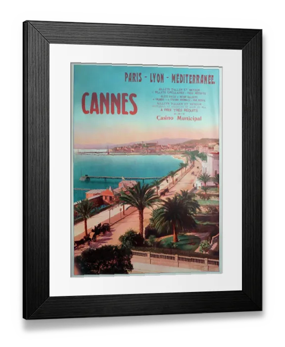 Framed Print : Poster, PLM railway route to Cannes, France Framed Print : Poster, PLM railway route to Cannes, France