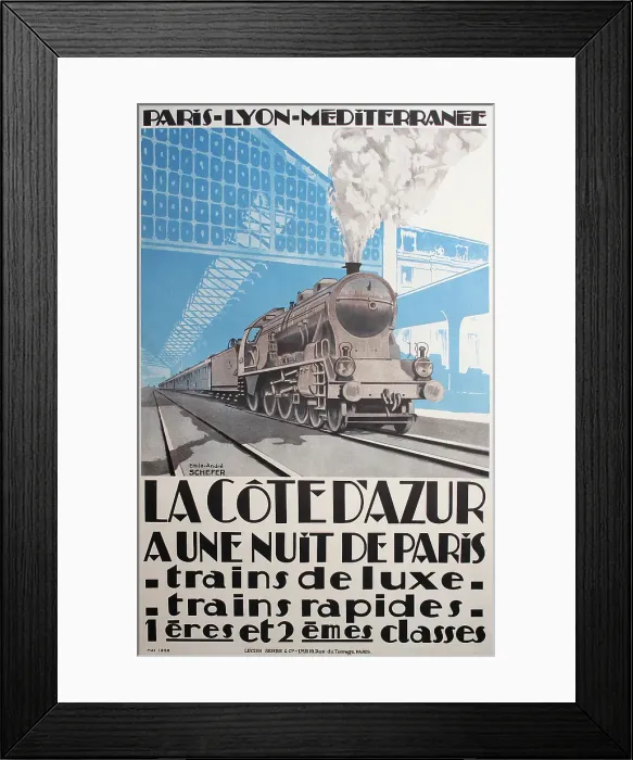 Framed Print : Poster, PLM railway route to the Cote d'Azur, France Framed Print : Poster, PLM railway route to the Cote d'Azur, France