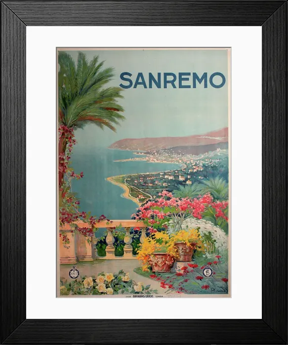 Framed Print : Poster, Sanremo, Italy Framed Print : Poster, Sanremo, Italy