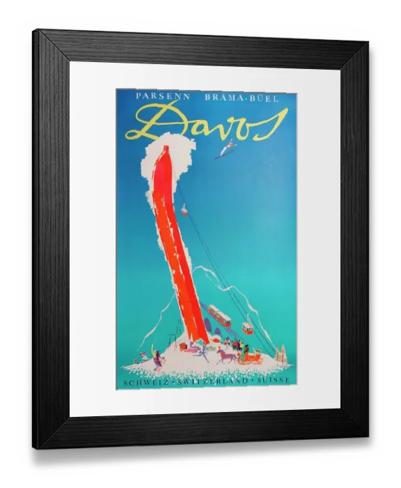 Framed Print : Poster, Parsenn Brama-Buel, Davos, Switzerland Framed Print : Poster, Parsenn Brama-Buel, Davos, Switzerland